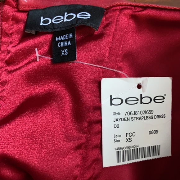 NWT Bebe XS Jayden Strapless Firecracker Red Dress NYE Christmas - Picture 5 of 6